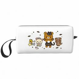 kawaii Rilakkuma Halen Travel Toiletry Bag for Women Manga Animati Character Makeup Cosmetic Bag Beauty Storage Dopp Kit s0r0#