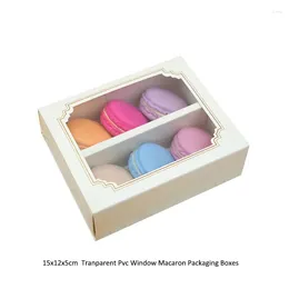 Gift Wrap 10pcs/pack 15x12x5cm Paperboard Tranparent Window Macaron Chocolate Packaging Boxes Double Drawer Box Wedding Decoration