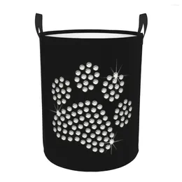 Laundry Bags Cute Rhinestone Dog Basket Collapsible Crystal Diamond Clothes Hamper For Baby Kids Toys Storage Bin