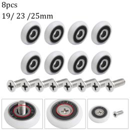 8PCS Shower Sliding Door Roller Runner Wheels 19/23/25mm Diameter For Bathroom Shower Door Roller Fastener Pulley Wheels Replace