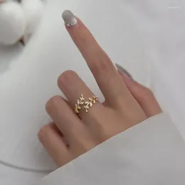 Cluster Rings YIZIZAI Graceful Leaves Both End Of Open Ring Gold Silver Colour Girl Cocktail Party Shine Zircon Fashion Women Jewellery Gift