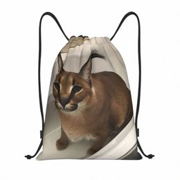 custom Floppa Cute Meme Drawstring Backpack Bags Women Men Lightweight Funny Caracal Cat Gym Sports Sackpack Sacks for Yoga a8zV#