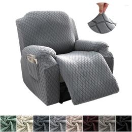 Chair Covers Elastic Jacquard Recliner Cover Stretch All-inclusive Single Sofa Soild Color Soft Armchair Slipcovers 4Pcs Split
