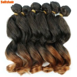 Pack Pack Deep Wavy Weave Bundles Synthetic Hair Afro Kinky Curly 6Ps/Lot 14/18 Inch Ombre Brown Wavy Hair Bundles For Women