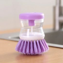 Kitchen Dishwashing Brushes with Liquid Soap Dispenser Multifunctional Household Pot Bowl Cleaning Scrubber Washing Accessories