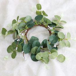 Decorative Flowers Dinning Table Decor Eucalyptus Wreath Wedding Decorations Tabletop Artificial Leaves