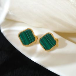 Stud Fashion Four Leaf Clover Earrings Designer Stud Women 18K Gold Plated Carnelian Earrings Wedding Jewellery Gifts