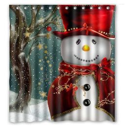 Shower Curtains Christmas Curtain Cloth Snowman Merry Fabric Bathroom Decor Set With Hooks For Home Xmas
