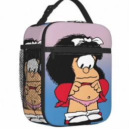 funny Mafalda Insulated Lunch Bag for Women Resuable Quino Comic Carto Cooler Thermal Lunch Box Office Work School T0Dl#