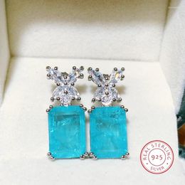 Stud Earrings Fashion 925 Silver Unique Zircon Paraiba Drop For Women Gorgeous Engagement Wedding Dangle Jewelry Gift