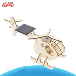 DIY Solar Energy Helicopter STEM Toys Technologia Science Experimental Tool Kit Learning Education Träpusselspel för barn 240329