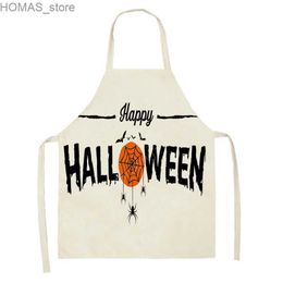 Aprons Halloween Apron Skull Print Adult Kids Kitchen Apron Ghost Festival Dinner Party Cooking Apron Home Party Stain Resistant Bibs Y240401