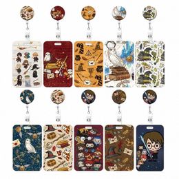 carto Anime Card Holder Retractable Clip Busin ID Badge Card Case Reel Yoyo Employee Cards Cover Workers Hang Certificates X6wR#