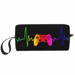 video Game Ctroller Heartbeat Makeup Bag for Women Travel Cosmetic Organizer Cute Gamer Gaming Storage Toiletry Bags x6PD#