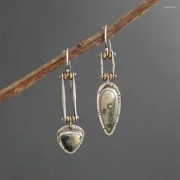 Dangle Earrings Vintage Ethnic Style Imitation Turquoise Drop For Women Creative Irregular Geometric Long Pendant Party Jewellery Gifts