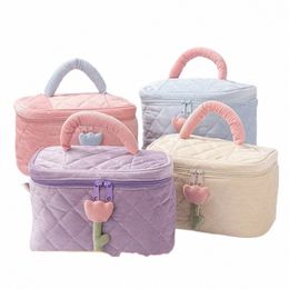 1 Set Solid Color Fr Makeup Bag Set Zipper Large Soft Corduroy Cosmetic Bag Female Travel Make Up Beauty Case Set Y7nD#