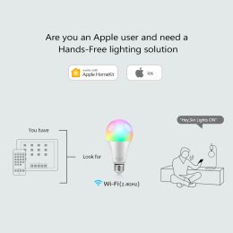 MFI Certified Scan Homekit QR Connect WiFi Smart LED Light Bulb E27 RGB Dimmable Spot Lamp Siri Alexa Google Voice APP Control