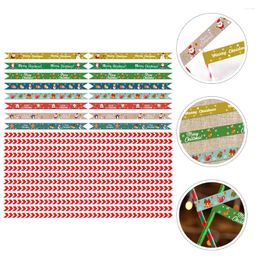 Disposable Cups Straws 1 Set Christmas Straw Decal Xmas Themed Coffee Decorative Sticker Decoration