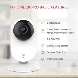 YI 2pcs Pro Camera Kit 2K 3MP, AI Based Smart Home 2.4G Baby Cam Pet Video Record Surveillance Enhanced Night Vision