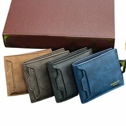 men's Wallets Classic Vintage Fi PU High-capacity Durable Anti Theft Short Fold Busin Card Holder Male's Purse g08L#