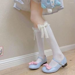 Women Socks Spring And Summer Ankle Japanese Style Kawaii Cute Korean Ribbon Bow Y2K Lace Calf Cotton Hosiery