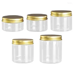 Storage Bottles 24Pcs Plastic Jar 100g 120g 150g 200g 250g Aluminum Gold Lid Clear Cosmetic Cream Container PET Packaging Wide Mouth