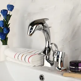 Bathroom Sink Faucets Basin Faucet Dolphin Modeling Brass Chrome Finished High Quality Taps & Cold Mixer