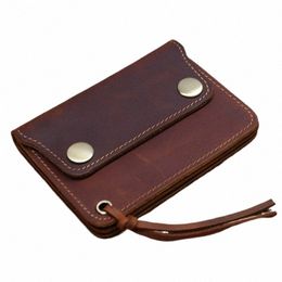 100% Genuine Leather Wallet For Men Male Brand Vintage Handmade Short Small Men's Purse Card Holder With Zipper Coin Pocket Bag 72cV#