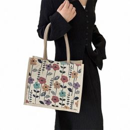 large Capacity Tote Bag Luxury Designer Handbags For Women 2024 Brand Jacquard Embroidery Canvas Shoulder Bag Big Shopper Bags C0aK#