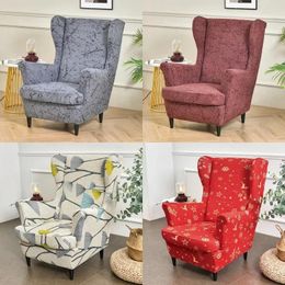 Chair Covers Floral Printed Wing Cover Stretch Spandex Armchair Removable Relax Sofa Slipcovers With Seat Cushion Home