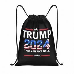 custom Trump 2024 Drawstring Bags Men Women Lightweight USA Flag Sports Gym Storage Backpack A40g#