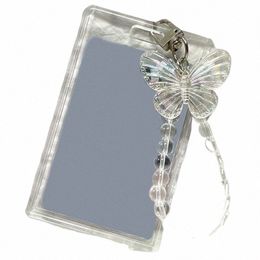 crystal Butterfly 3 Inch Acrylic Card Holder Photocards Display Credit ID Bank Card Protective Case Keychain Pendant Fi T457#