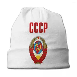 Berets CCCP USSR Russia National Day Skullies Beanies Hat Spring Men Women Street Caps Warm Dual-use Bonnet Knitted