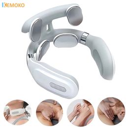 Neck Massage Machines Intelligent Electric Rechargeable Heating Pressing Magnetic Pulse Neck Massage Instrument 240329