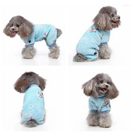 Dog Apparel Christmas Snowman Print Hoodie Soft Fleece Jumpsuit For Pets Cartoon Printed Puppy Clothes Winter Teddy Four-Legged Suit