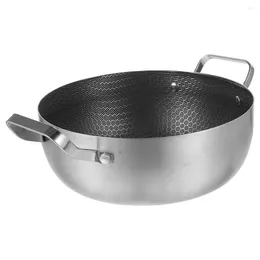 Double Boilers Honeycomb Non-stick Pot Thicken Wok Pan Multi-purpose Frying Stainless Steel Restaurant Soup Pans