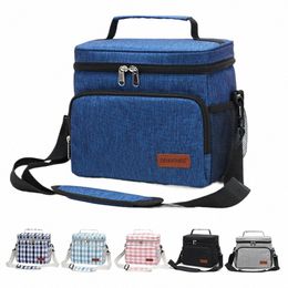 denuoniss Insulated Lunch Bag For Women Large Capacity Thermal Picnic Bag With Shoulder Strap Meal Prep Plaid Print Cooler Bag Q2VX#