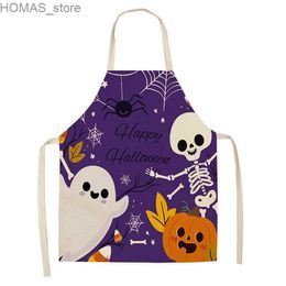 Aprons Pumpkin Witch Horror Happy Halloween Kitchen Aprons for Woman Man Home Cooking Baking Shop Cleaning Cotton Linen Apron Y240401YXA8