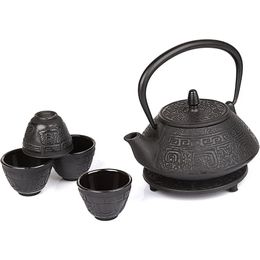 Tea Set 6Piece Cast Iron Kettle With Tripod 26oz Coffeeware Teaware Tools Coffee Tableware Kitchen Dining Bar Home 240328