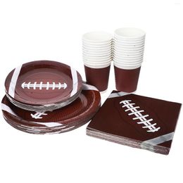 Dinnerware Sets Venue Setting Props Football Paper Plate Serving Utensils Festival Kit