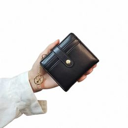 coin Purse PU Women's Purses Short Thin Small Wallet Chic Metal Butt Ladies Genuine Leather Card Holder Wallet Keychain X94g#