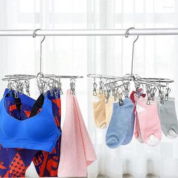 Hangers 20 Pegs Stainless Steel Clothes Drying Hanger Windproof Clothing Rack Clips Sock Laundry Airer Underwear Socks Holder