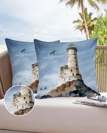 Pillow Case Lighthouse Island Vintage Watercolour Waterproof Pillowcase Home Sofa Office Throw Car Cushion Cover Decor