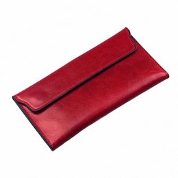 brand Genuine Leather Women Wallet Lg thin Purse Cowhide multiple Cards Holder Clutch bag Fi Standard Wallet f2VF#