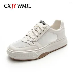 Casual Shoes CXJYWMJL Genuine Leather Women Court Sneakers Summer Mesh Vulcanised Ladies Thick Bottom Sports White Skate