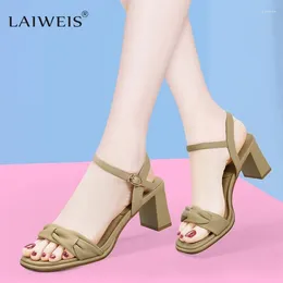 Sandals Summer Chunky High Heeled For Women Beige Ankle Strap Gladiator Shoes Woman Fashion Pleated Platform Sandalias Mujer