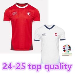 24 Switzerland Soccer Jerseys Euro ELVEDI AKANJI ZAKARIA SOW RIEDER EMBOLO SHAQIRI WIDMER 24 25 Football shirts SWISS STEFFEN home away Uniforms MEN KIDS KIT8899