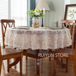 Round Table Cloth PVC Waterproof Oil-proof Tablecloth Tea Coffee Table Cover for Wedding Party Decor Diameter 152/180/200/210cm