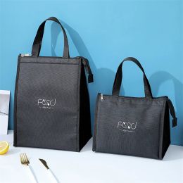 Black Thermal Lunch Bag Portable Cooler Insulated Picnic Bento Tote Travel Fruit Drink Food Fresh Organiser Accessories Supplies