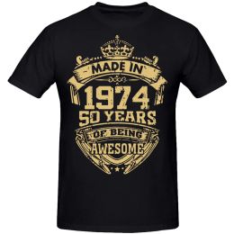 Funny Made in 1974 50 Years of Being Awesome T Shirts Father Days Dad Streetwear Short Sleeve Birthday Gifts Husband T-shirt Men
